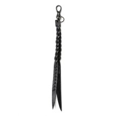 画像1: CALEE/STUDS & KNITTING LEATHER LONG KEY RING＜TYPE A＞（BLACK/BLACK）［レザーロングキーリング-25春夏］ (1)