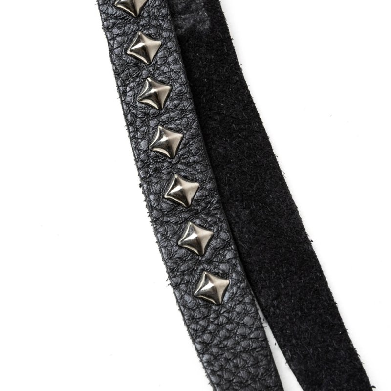 画像3: CALEE/STUDS & KNITTING LEATHER LONG KEY RING＜TYPE A＞（BLACK/SILVER）［レザーロングキーリング-25春夏］