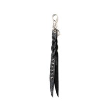 画像1: CALEE/STUDS & KNITTING LEATHER SHORT KEY RING＜TYPE A＞（BLACK/SILVER）［レザーショートキーリング-25春夏］ (1)