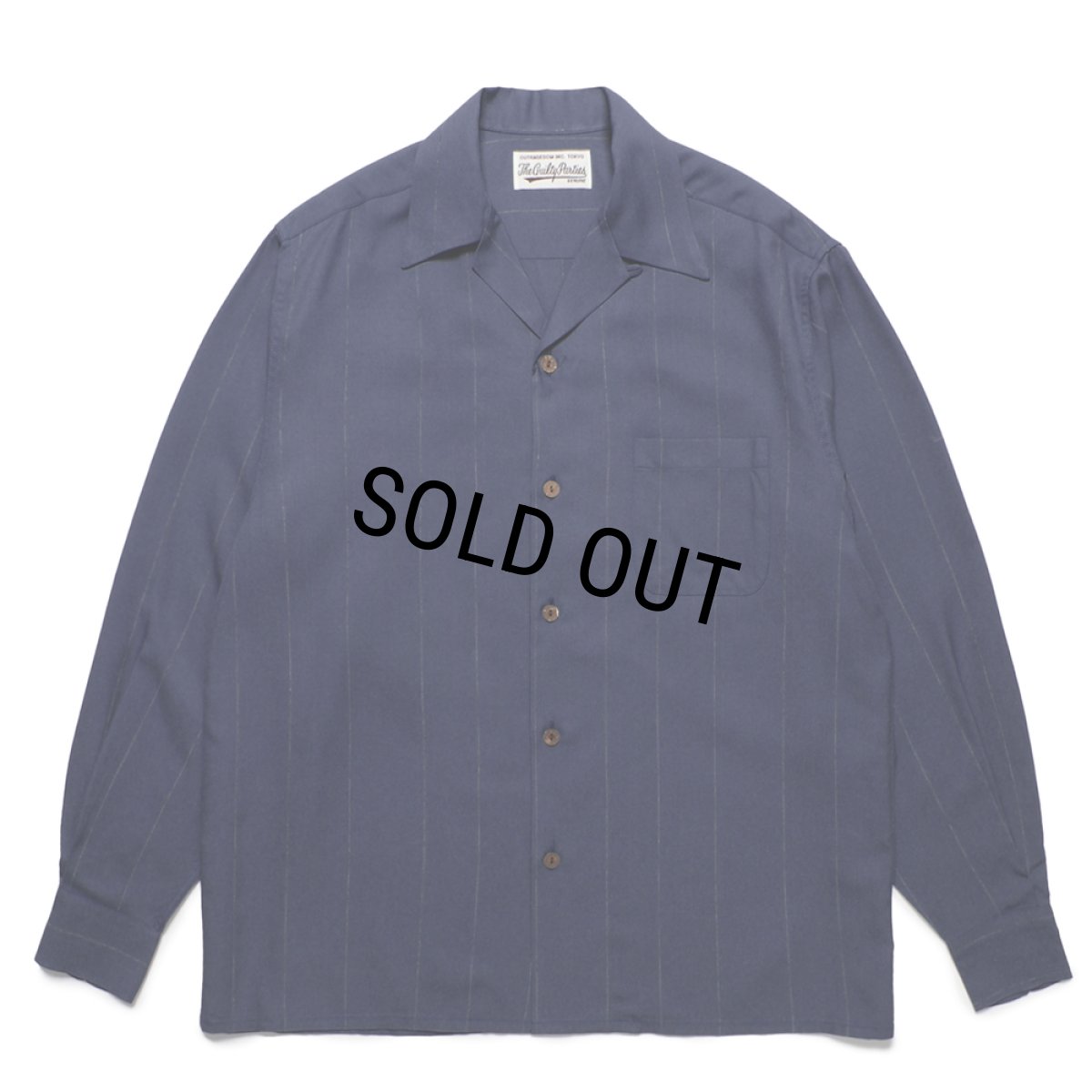 画像1: WACKO MARIA/KASURI STRIPED OPEN COLLAR SHIRT（NAVY）［カスリストライプオープンカラーシャツ-25春夏］ (1)
