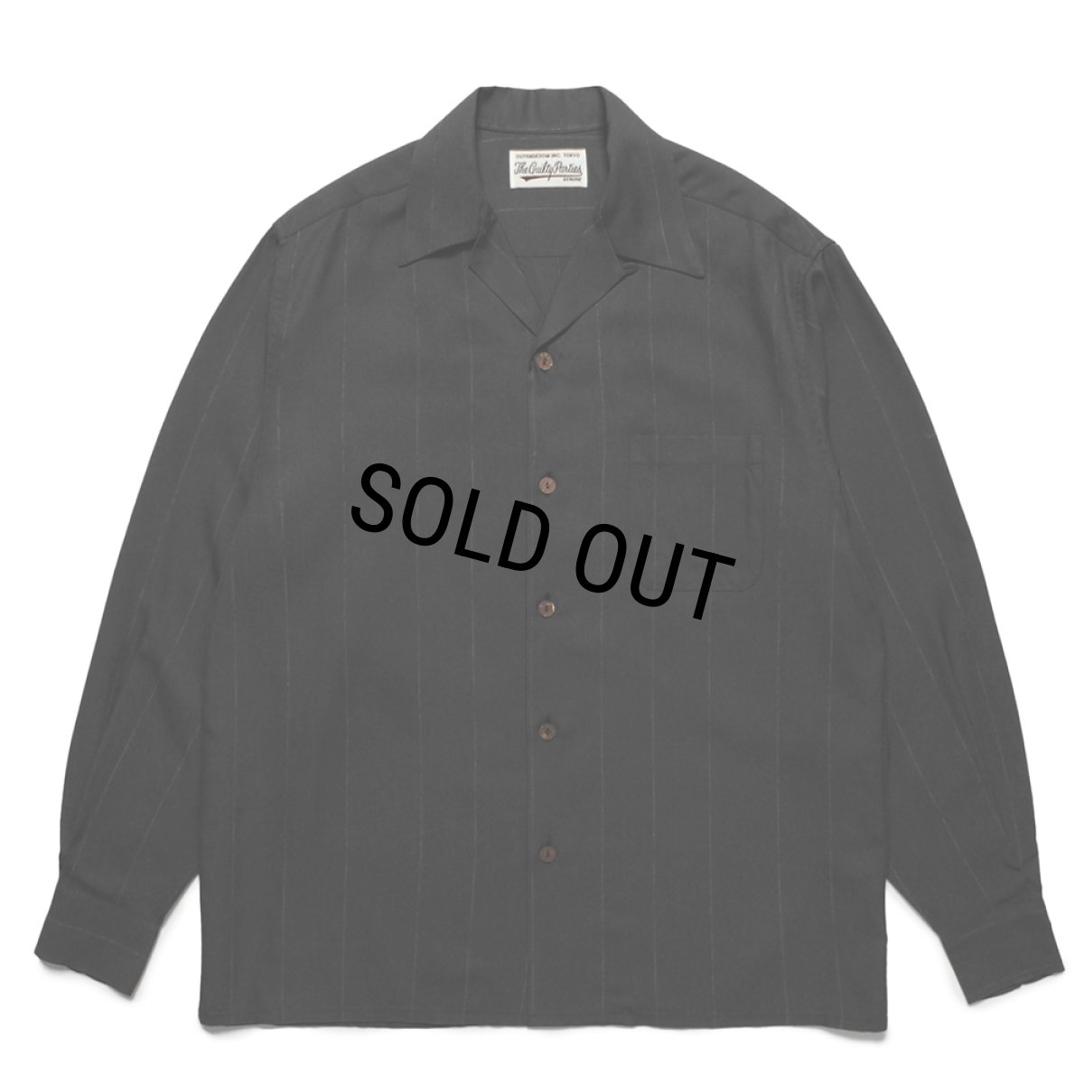 画像1: WACKO MARIA/KASURI STRIPED OPEN COLLAR SHIRT（BLACK）［カスリストライプオープンカラーシャツ-25春夏］ (1)
