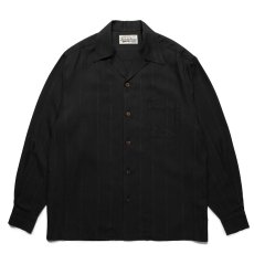 画像1: WACKO MARIA/KASURI STRIPED OPEN COLLAR SHIRT（BLACK）［カスリストライプオープンカラーシャツ-25春夏］ (1)