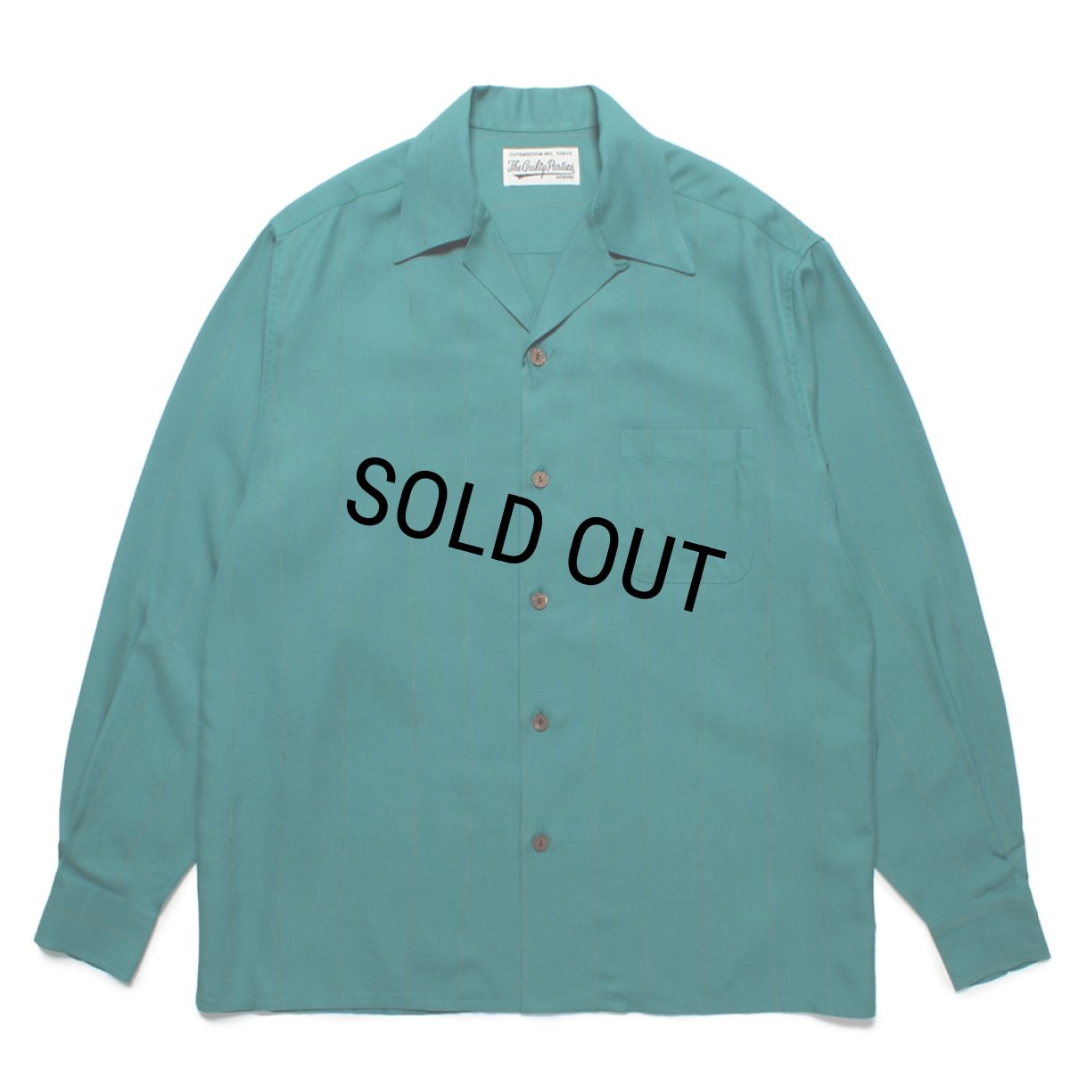 画像1: WACKO MARIA/KASURI STRIPED OPEN COLLAR SHIRT（GREEN）［カスリストライプオープンカラーシャツ-25春夏］ (1)