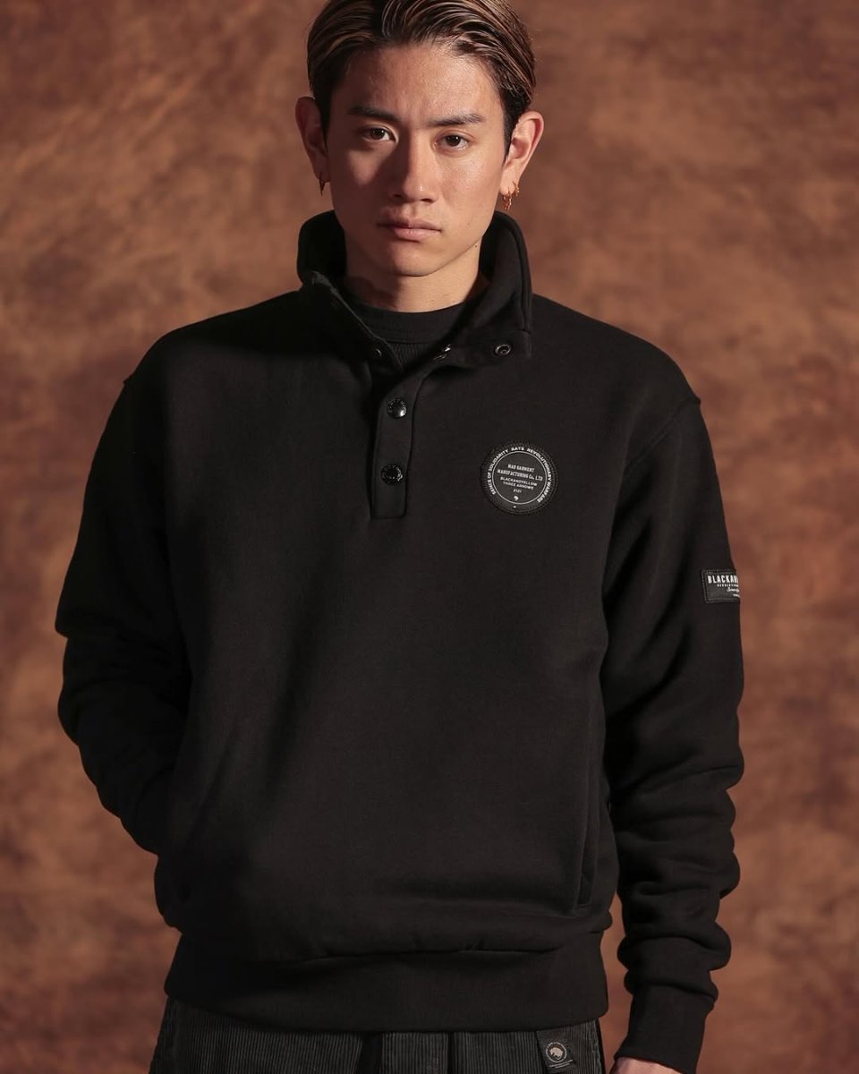 画像8: 【30%OFF】RATS/STAND COLLAR SWEAT（BLACK）［スタンドカラースウェット-24秋冬］ (8)