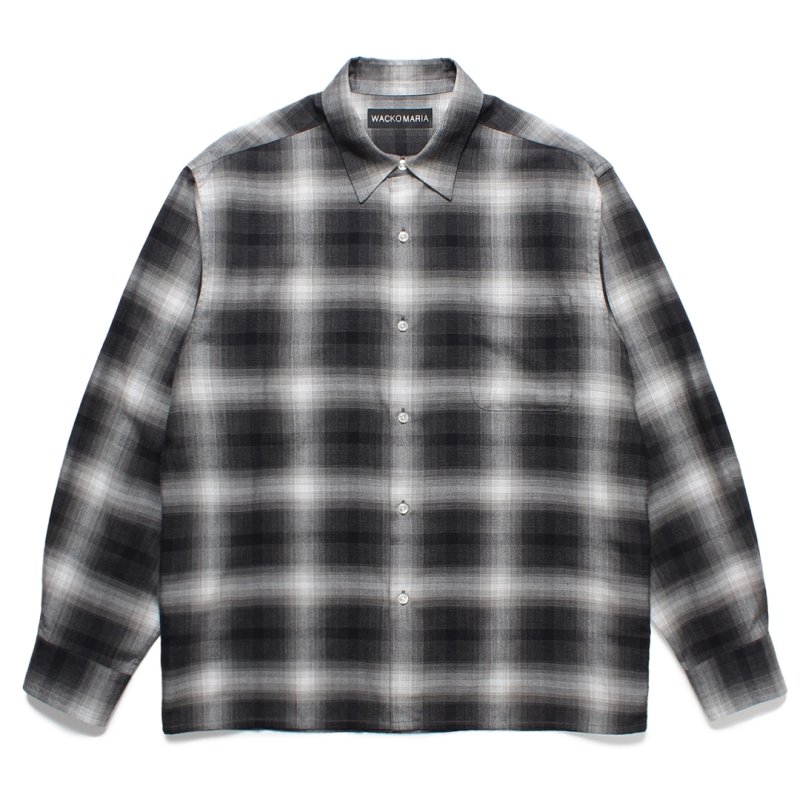 画像1: WACKO MARIA/CHECK REGULAR COLLAR SHIRT（GRAY）［チェックレギュラーカラーシャツ-25春夏］