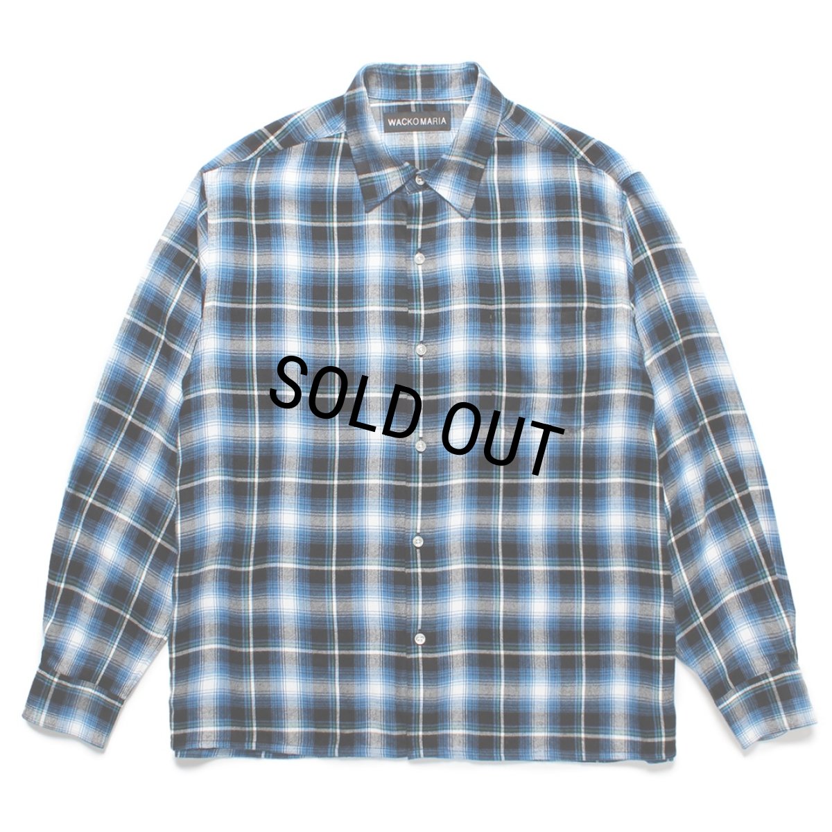 画像1: WACKO MARIA/CHECK REGULAR COLLAR SHIRT（BLUE）［チェックレギュラーカラーシャツ-25春夏］ (1)