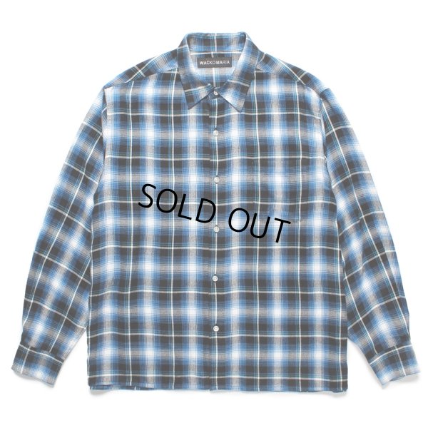 画像1: WACKO MARIA/CHECK REGULAR COLLAR SHIRT（BLUE）［チェックレギュラーカラーシャツ-25春夏］