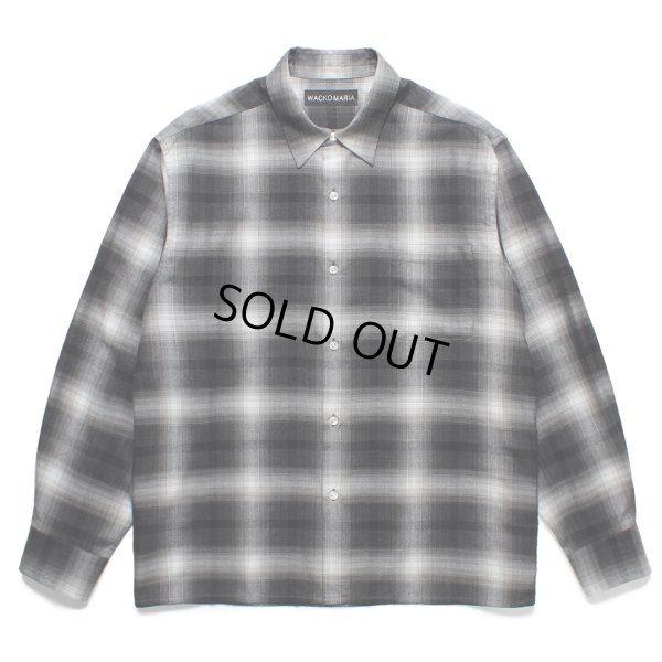 画像1: WACKO MARIA/CHECK REGULAR COLLAR SHIRT（GRAY）［チェックレギュラーカラーシャツ-25春夏］