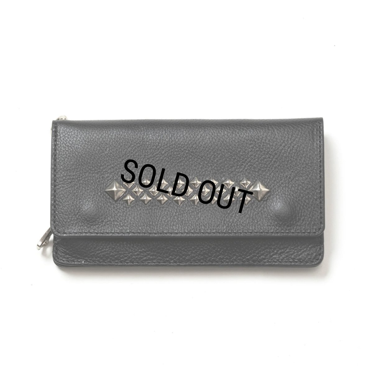 画像1: CALEE/STUDS LEATHER LONG WALLET（BLACK）［レザーロングウォレット-25春夏］ (1)