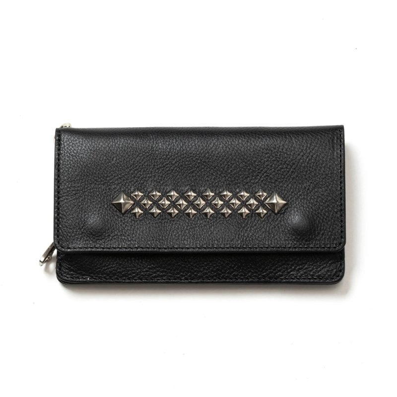 画像1: CALEE/STUDS LEATHER LONG WALLET（BLACK）［レザーロングウォレット-25春夏］
