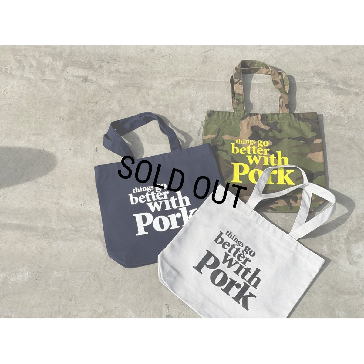 画像6: PORKCHOP/THINGS GO BETTER TOTE BAG（CAMO）［トートバッグ-25春夏］ (6)
