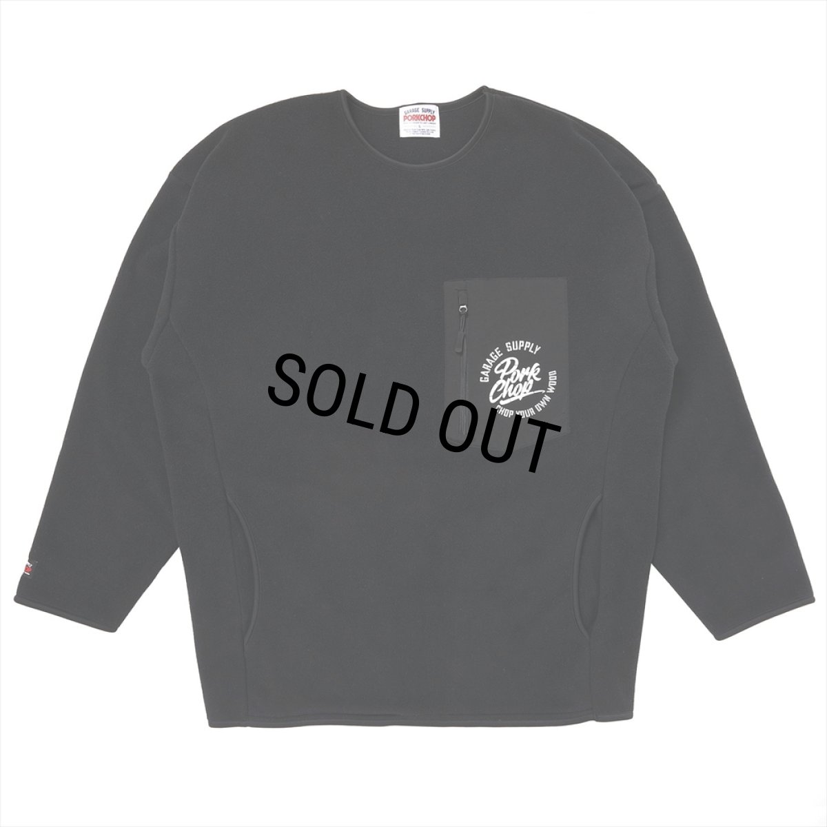 画像1: PORKCHOP/CS FLEECE SHIRT（BLACK）［フリースクルーネック-25春夏］ (1)