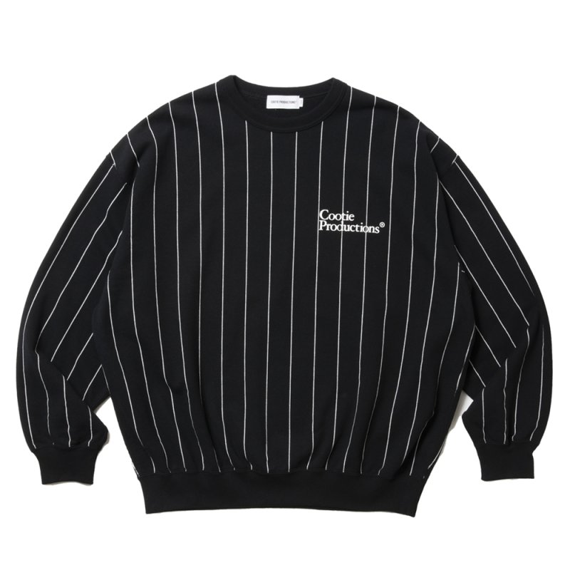 画像1: COOTIE PRODUCTIONS/Allover Print Open End Yarn Sweat Crew（Black）［ストライプスウェットクルー-25春夏］