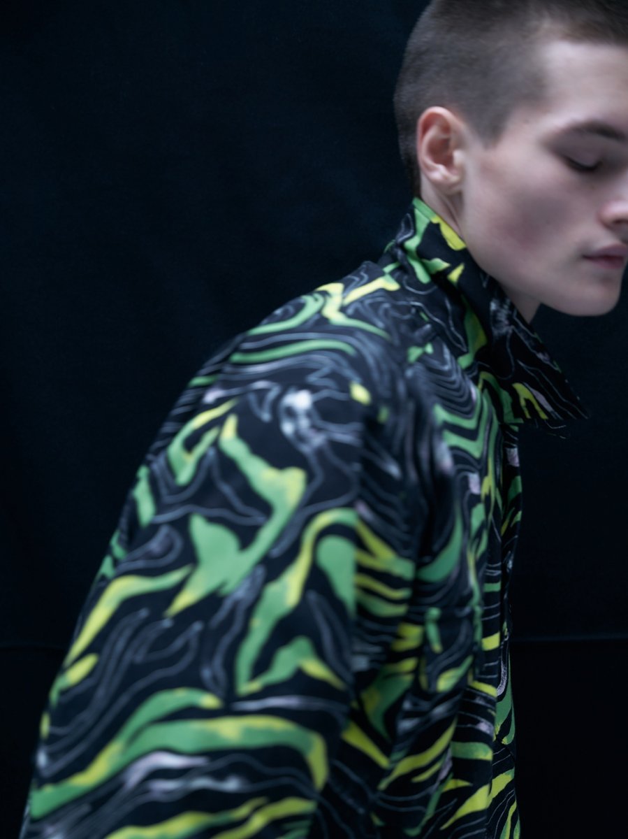 画像10: CALEE/CAMO PATTERN OVER SHILHOUETTE L/S SHIRT JACKET（BLACK/GREEN）［カモパターンシャツJKT-25春夏］ (10)