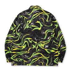画像2: CALEE/CAMO PATTERN OVER SHILHOUETTE L/S SHIRT JACKET（BLACK/GREEN）［カモパターンシャツJKT-25春夏］ (2)