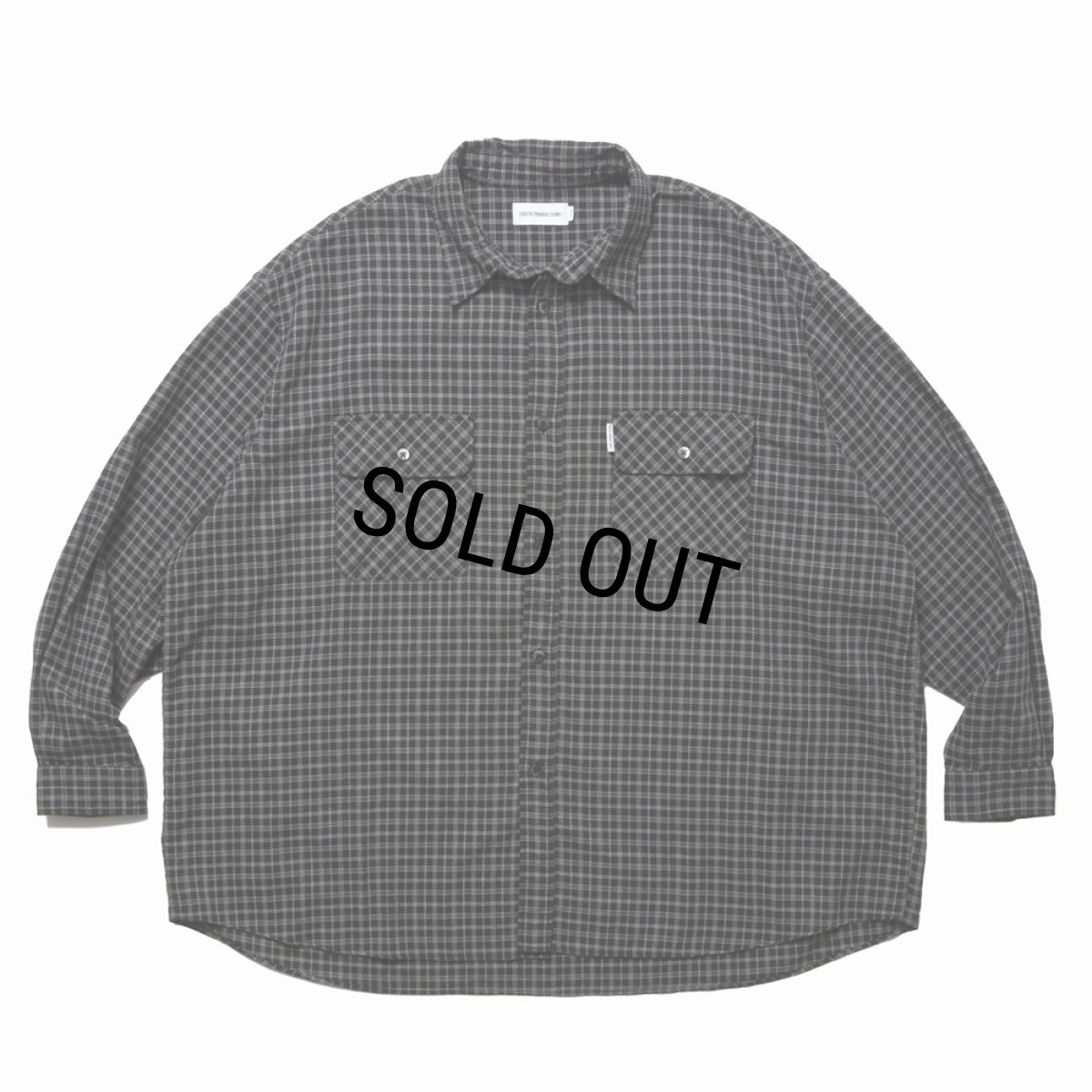 画像1: COOTIE PRODUCTIONS/Amundsen Check Oversized L/S Shirts（Black）［チェックオーバーサイズシャツ-25春夏］ (1)