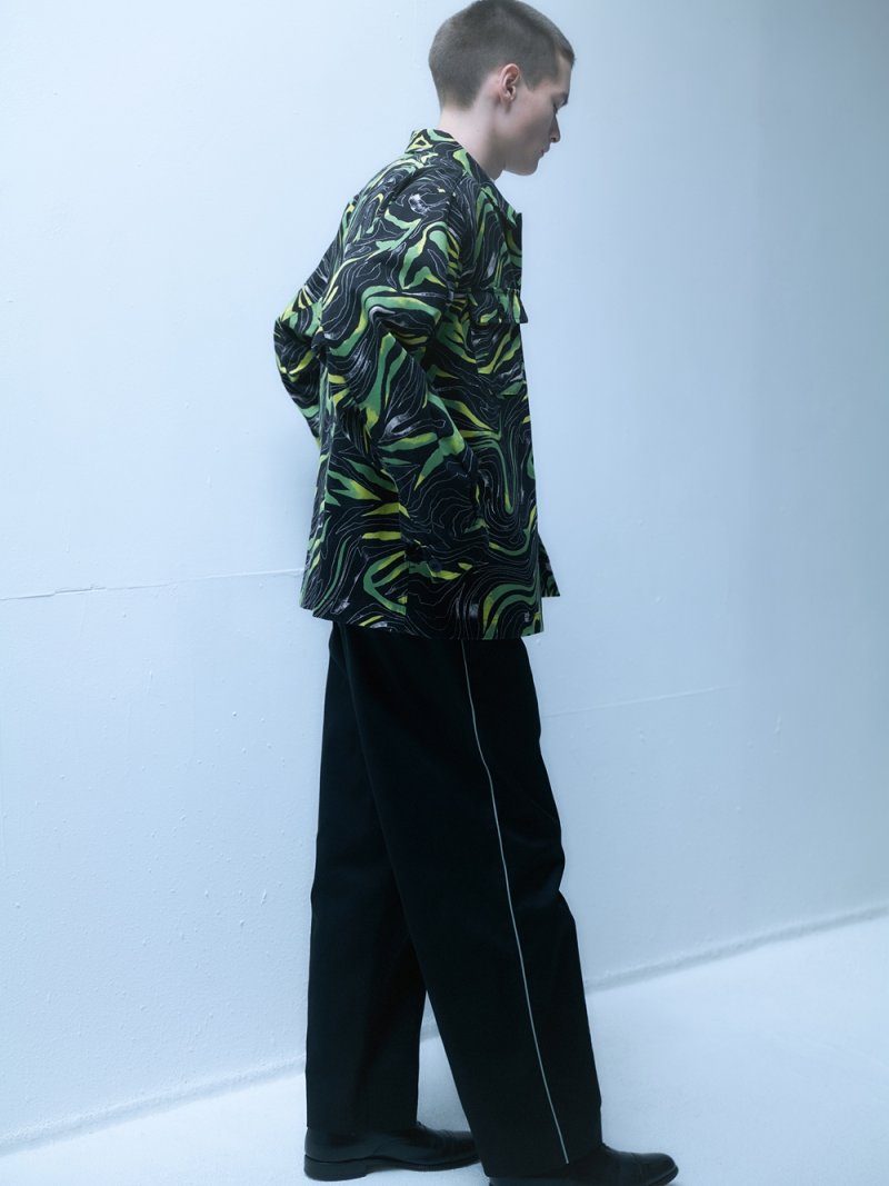 画像3: CALEE/CAMO PATTERN OVER SHILHOUETTE L/S SHIRT JACKET（BLACK/GREEN）［カモパターンシャツJKT-25春夏］