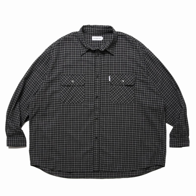 画像1: COOTIE PRODUCTIONS/Amundsen Check Oversized L/S Shirts（Black）［チェックオーバーサイズシャツ-25春夏］