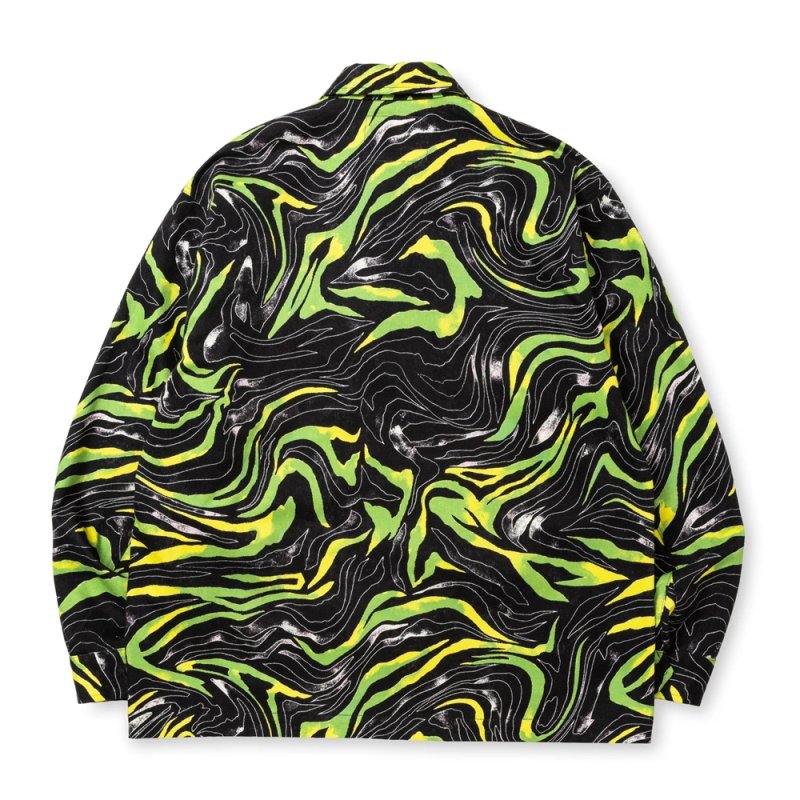 画像2: CALEE/CAMO PATTERN OVER SHILHOUETTE L/S SHIRT JACKET（BLACK/GREEN）［カモパターンシャツJKT-25春夏］