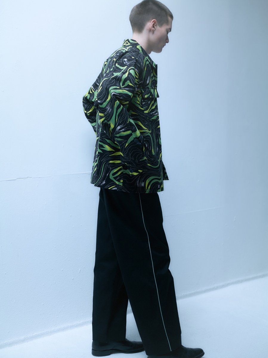 画像9: CALEE/CAMO PATTERN OVER SHILHOUETTE L/S SHIRT JACKET（BLACK/GREEN）［カモパターンシャツJKT-25春夏］ (9)
