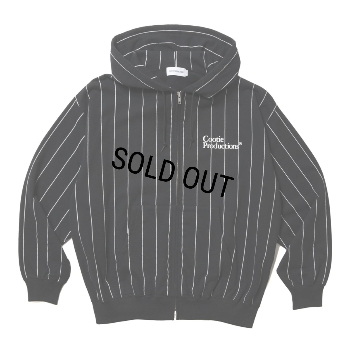画像1: COOTIE PRODUCTIONS/Allover Print Open End Yarn Sweat Zip Hoodie（Black）［ストライプスウェットジップフーディー-25春夏］ (1)