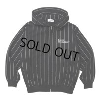 COOTIE PRODUCTIONS/Allover Print Open End Yarn Sweat Zip Hoodie（Black）［ストライプスウェットジップフーディー-25春夏］