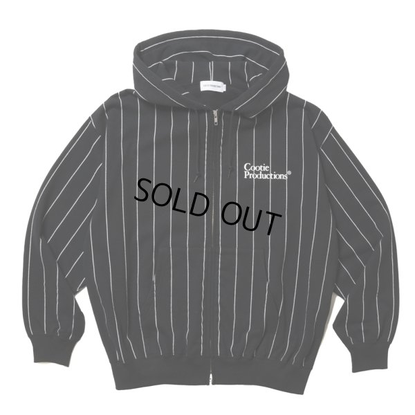 画像1: COOTIE PRODUCTIONS/Allover Print Open End Yarn Sweat Zip Hoodie（Black）［ストライプスウェットジップフーディー-25春夏］