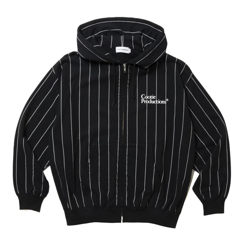 画像1: COOTIE PRODUCTIONS/Allover Print Open End Yarn Sweat Zip Hoodie（Black）［ストライプスウェットジップフーディー-25春夏］