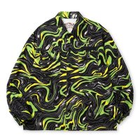 CALEE/CAMO PATTERN OVER SHILHOUETTE L/S SHIRT JACKET（BLACK/GREEN）［カモパターンシャツJKT-25春夏］