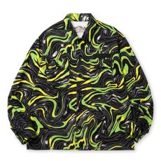 画像1: CALEE/CAMO PATTERN OVER SHILHOUETTE L/S SHIRT JACKET（BLACK/GREEN）［カモパターンシャツJKT-25春夏］ (1)