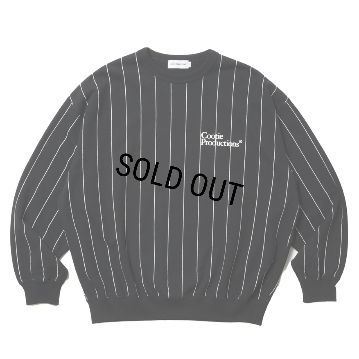 画像1: COOTIE PRODUCTIONS/Allover Print Open End Yarn Sweat Crew（Black）［ストライプスウェットクルー-25春夏］ (1)