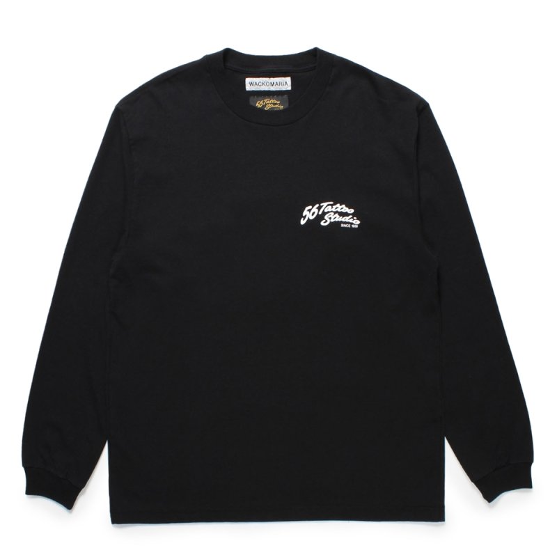 画像1: WACKO MARIA/56 TATTOO STUDIO / WASHED HEAVY WEIGHT LONG SLEEVE T-SHIRT（BLACK）［プリント長袖T-25春夏］