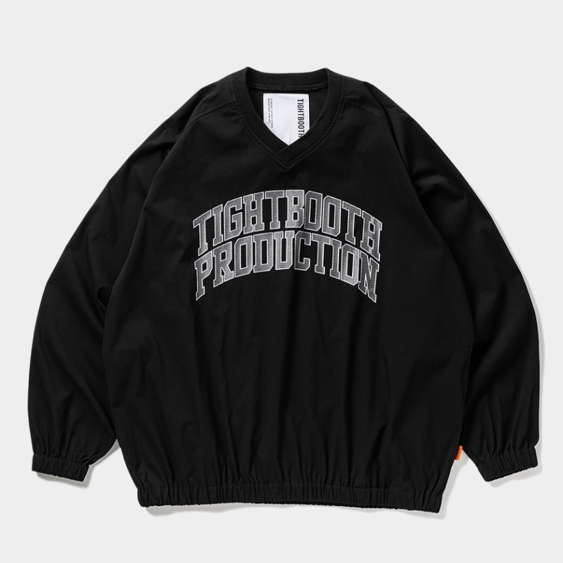 画像1: 【30％OFF】TIGHTBOOTH/COLLEGE WIND SHIRT（Black）［ウィンドシャツ-25春夏］