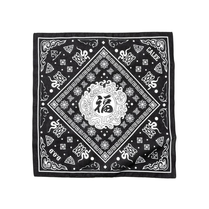画像1: CALEE/MEXICAN TASTE JAPANESE FUKU BANDANNA（BLACK）［バンダナ-25春夏］