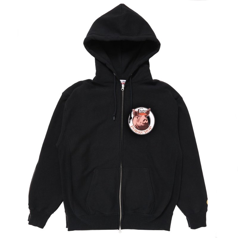 画像1: PORKCHOP/C PORK ZIP UP HOODIE（BLACK）［ジップアップフーディー-25春夏］