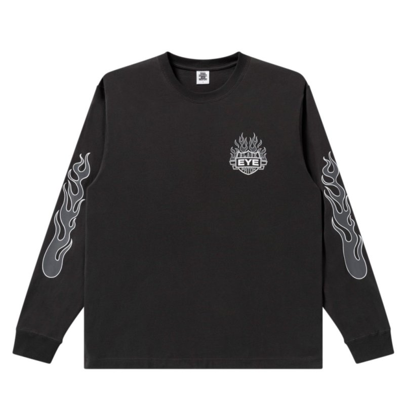 画像1: BlackEyePatch/FLAME RIDER LOGO L/S TEE(CHARCOAL)