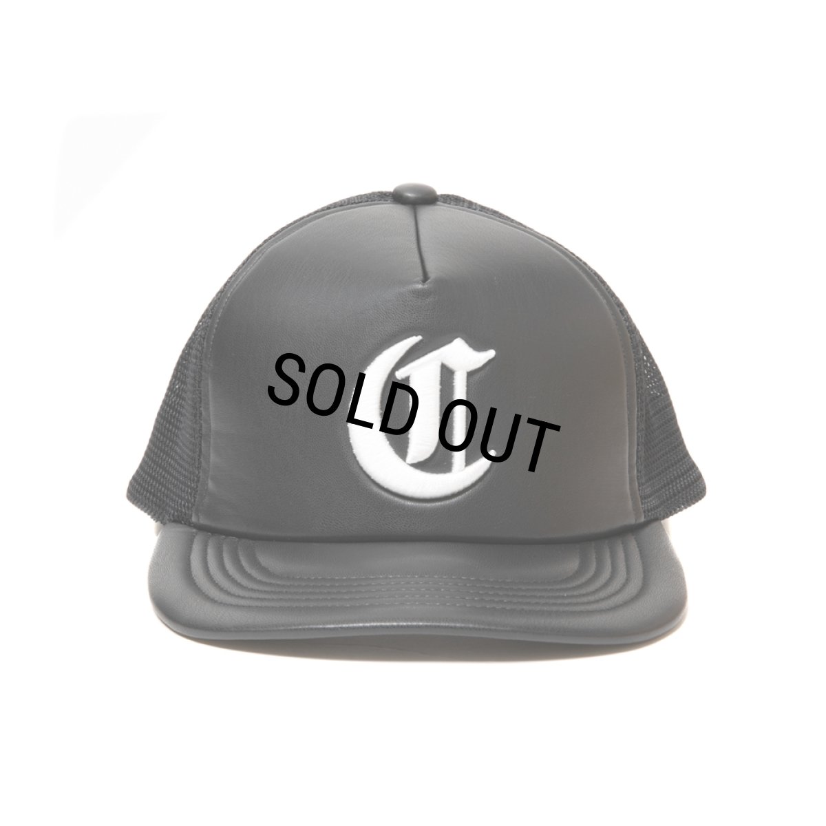 画像1: COOTIE PRODUCTIONS/Faux Leather 5 Panel Mesh Cap（Black/White）［ビーガンレザーメッシュキャップ-25春夏］ (1)
