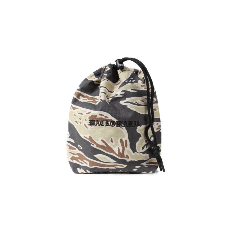 画像1: WACKO MARIA/TIGER CAMO DRAWSTRING BAG（BEIGE）［タイガーカモドローストリングバッグ-25春夏］