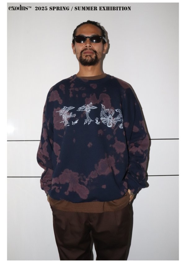 画像5: exodus/F.T.W TIE DYE SWEAT SHIRT（NAVY）［タイダイクルーネックスウェット-25春夏］