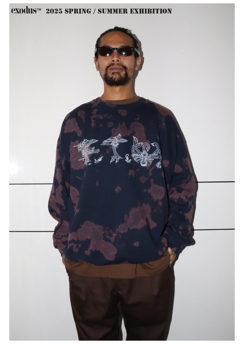画像3: exodus/F.T.W TIE DYE SWEAT SHIRT（NAVY）［タイダイクルーネックスウェット-25春夏］