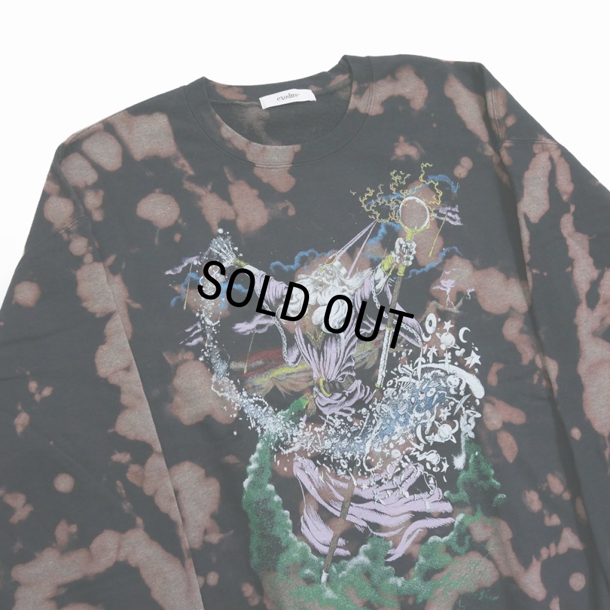 画像4: 【30％OFF】exodus/WIZARD TIE DYE SWEAT SHIRT（BLACK）［タイダイクルーネックスウェット-25春夏］ (4)