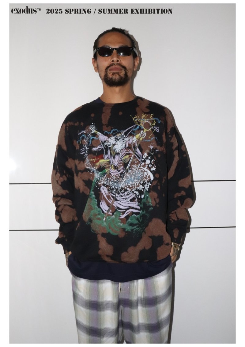 画像3: 【30％OFF】exodus/WIZARD TIE DYE SWEAT SHIRT（BLACK）［タイダイクルーネックスウェット-25春夏］