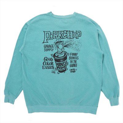 画像2: PORKCHOP/MAD SPRAY SWEAT（MINT GREEN）［クルーネックスウェット-25春夏］