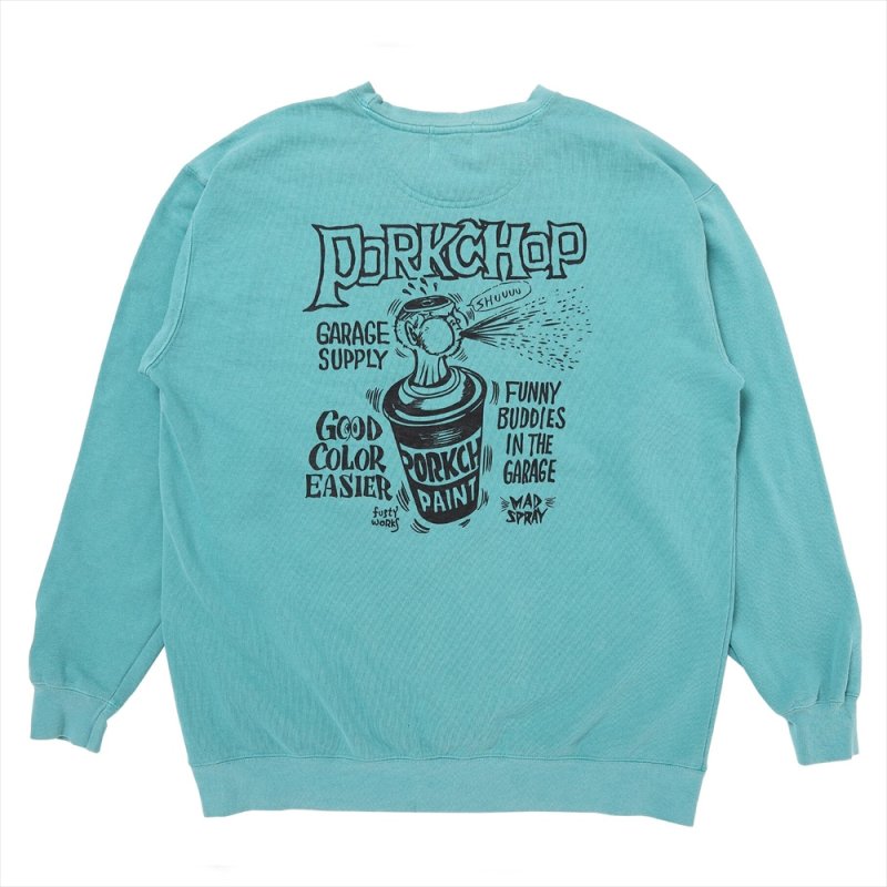 画像2: PORKCHOP/MAD SPRAY SWEAT（MINT GREEN）［クルーネックスウェット-25春夏］