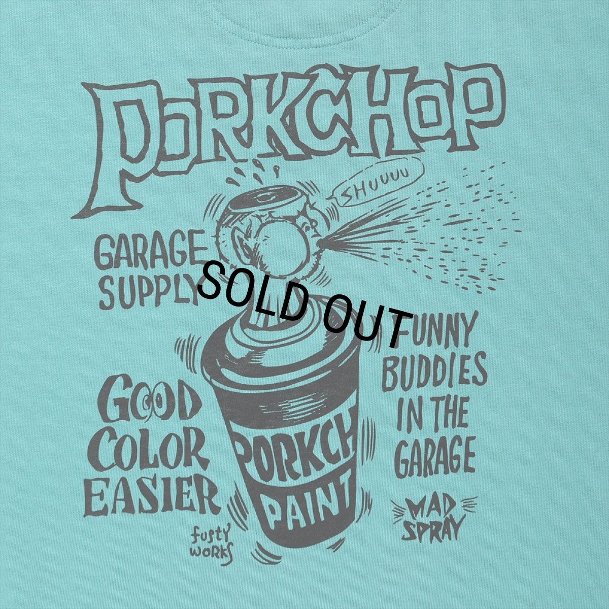 画像5: PORKCHOP/MAD SPRAY SWEAT（MINT GREEN）［クルーネックスウェット-25春夏］ (5)