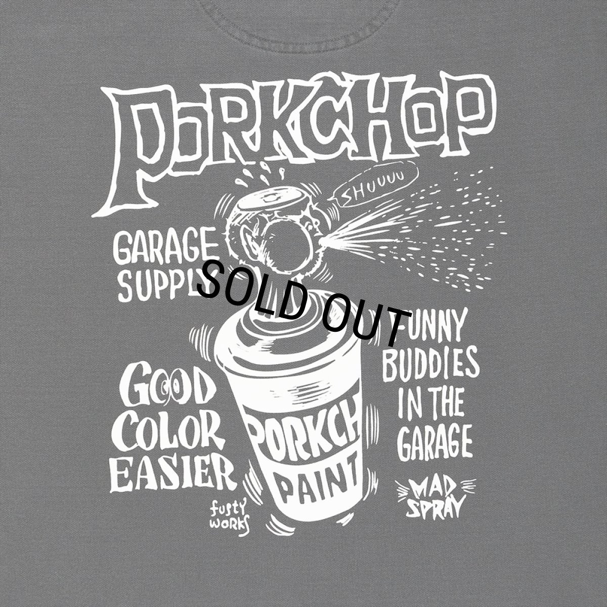 画像5: PORKCHOP/MAD SPRAY SWEAT（ASH BLACK）［クルーネックスウェット-25春夏］ (5)