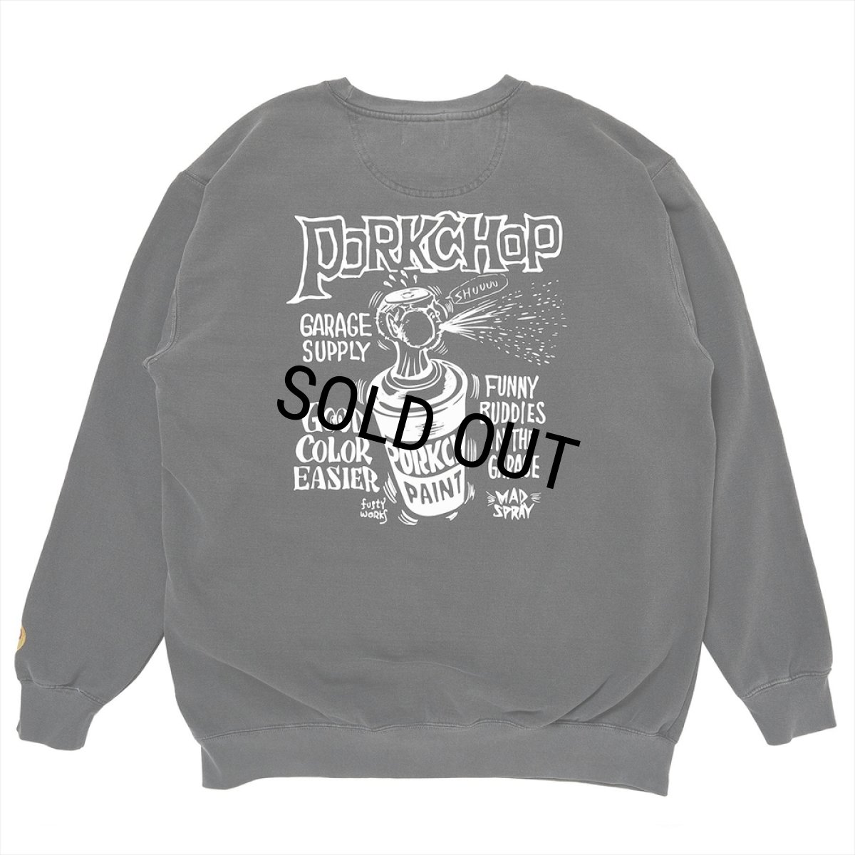 画像1: PORKCHOP/MAD SPRAY SWEAT（ASH BLACK）［クルーネックスウェット-25春夏］ (1)