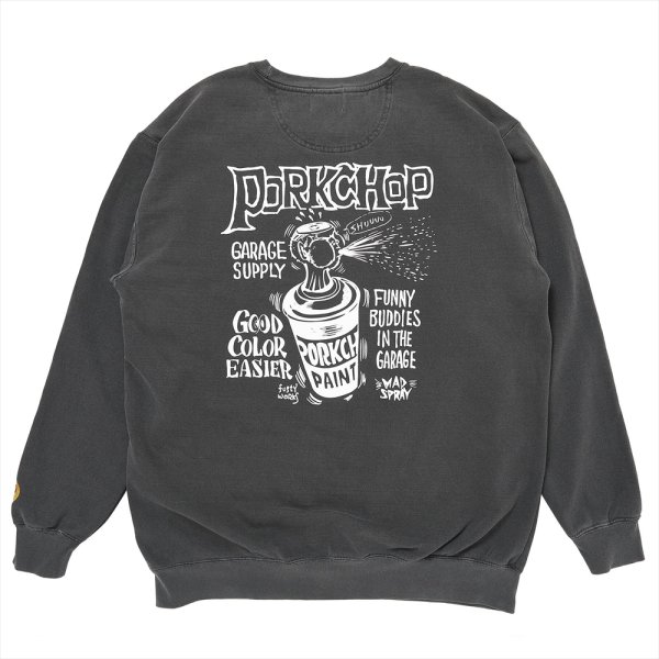 画像1: PORKCHOP/MAD SPRAY SWEAT（ASH BLACK）［クルーネックスウェット-25春夏］