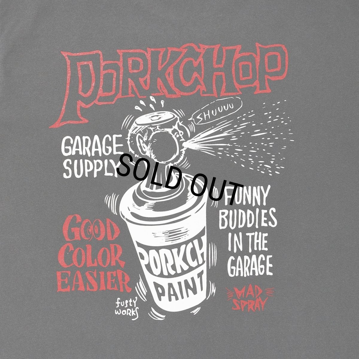 画像5: PORKCHOP/MAD SPRAY L/S TEE（ASH BLACK）［プリント長袖T-25春夏］ (5)