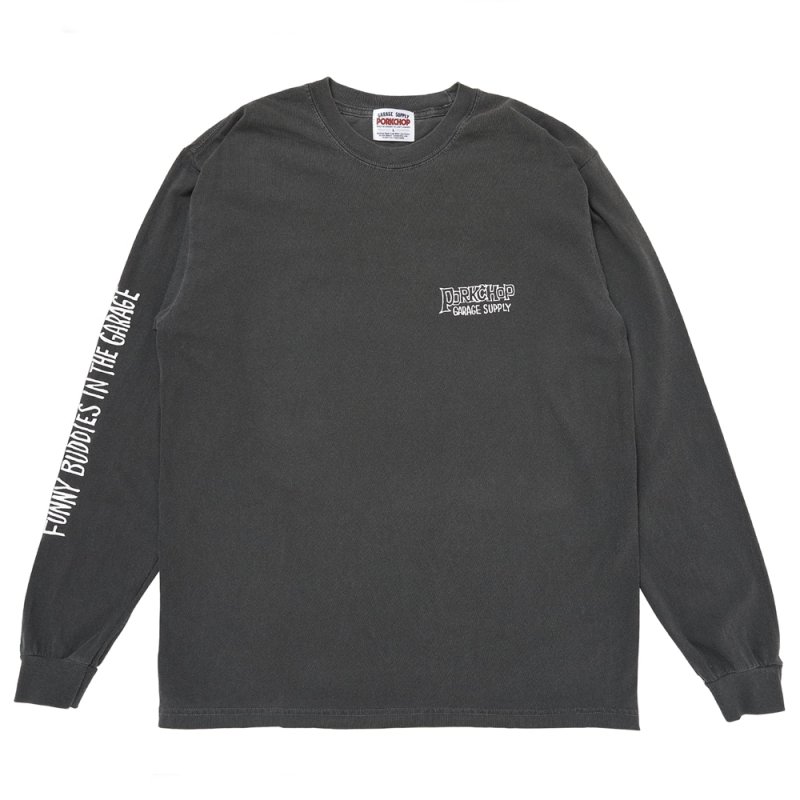 画像1: PORKCHOP/MAD SPRAY L/S TEE（ASH BLACK）［プリント長袖T-25春夏］